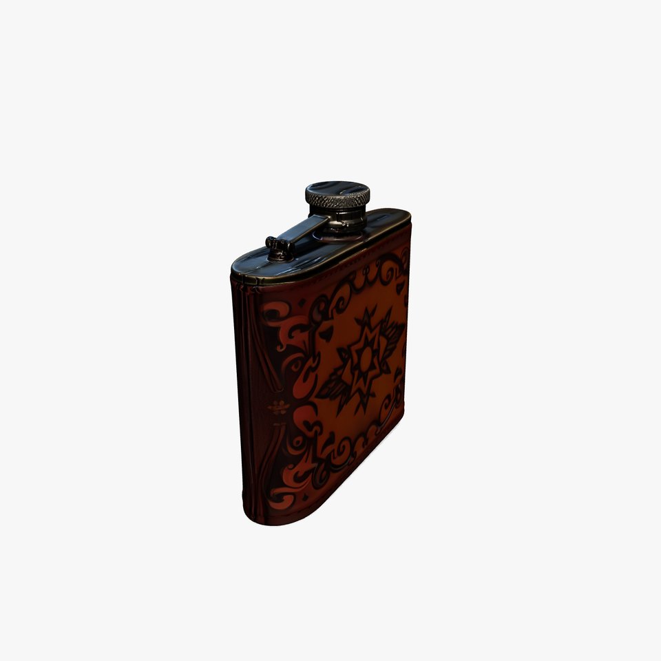 Engraved Leather Flask model pack